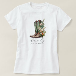 Blommigt Cowgirl Boots Bride Posse Anpassningsbar T Shirt