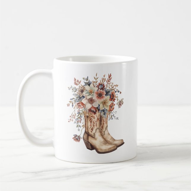 Blommigt Cowgirl Boots Kaffemugg (Vänster)