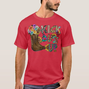 Blommigt Cowgirl Boots Kick Dust Up Solros Leopar T Shirt