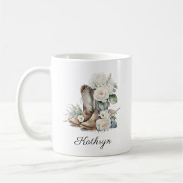 Blommigt Cowgirl Boots Peonies Personal Coffee Mug Kaffemugg