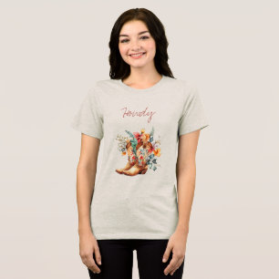 Blommigt Cowgirl Boots T Shirt