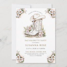 Blommigt Cowgirl Hat Boots Bachelorette Party Inbjudningar