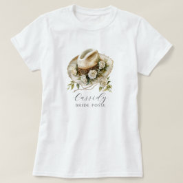Blommigt Cowgirl Hat Bride Posse Blommigt Horsesho T Shirt