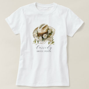 Blommigt Cowgirl Hat Bride Posse Blommigt Horsesho T Shirt