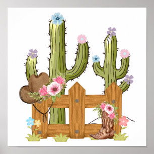 Blommigt Cowgirl Poster