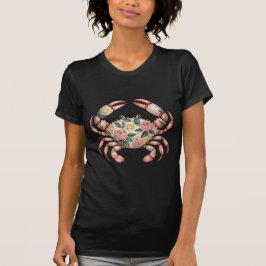 Blommigt Crab Art Kustdesign T Shirt