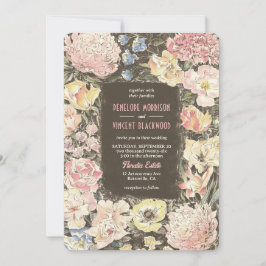 Blommigt Crayon Art Bröllop Inbjudningar