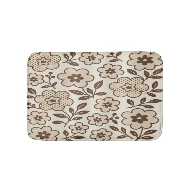 Blommigt Cream Bath Mat Badrumsmatta (Framsidan)