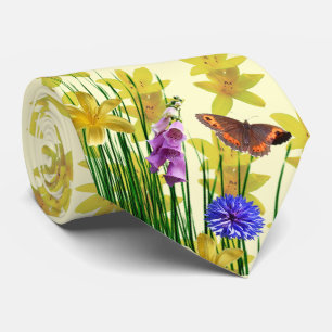 Blommigt Cream Dragonfly Butterfly Neck Tie Slips