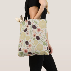 Blommigt Cream Peach Flowers Tygkasse
