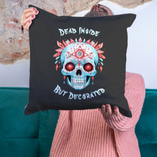 Blommigt Creepy Sugar Skull Funny Halloween Kudde