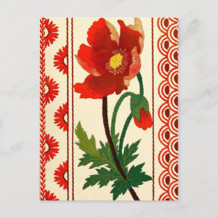 Blommigt Crewel Embroidery Vykort