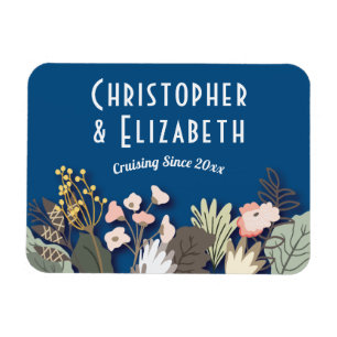Blommigt Cruise Frakt Door Finder Blue Monogram Magnet