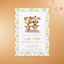 Blommigt Cute Baby Uggla Baby Shower Twillingar