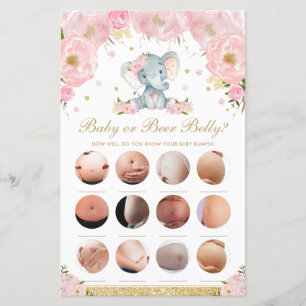  Blommigt Cute Elephant Baby eller Beer Belly Game