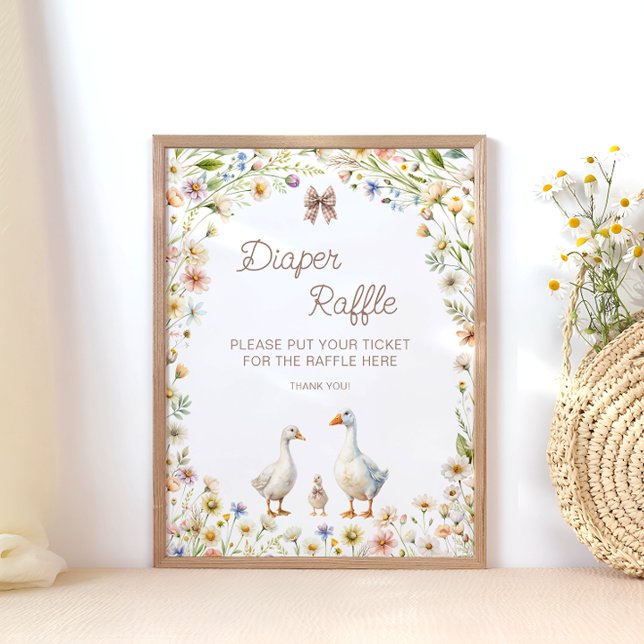 Blommigt Cute Goose Baby Shower Raffle Poster (Skapare uppladdad)
