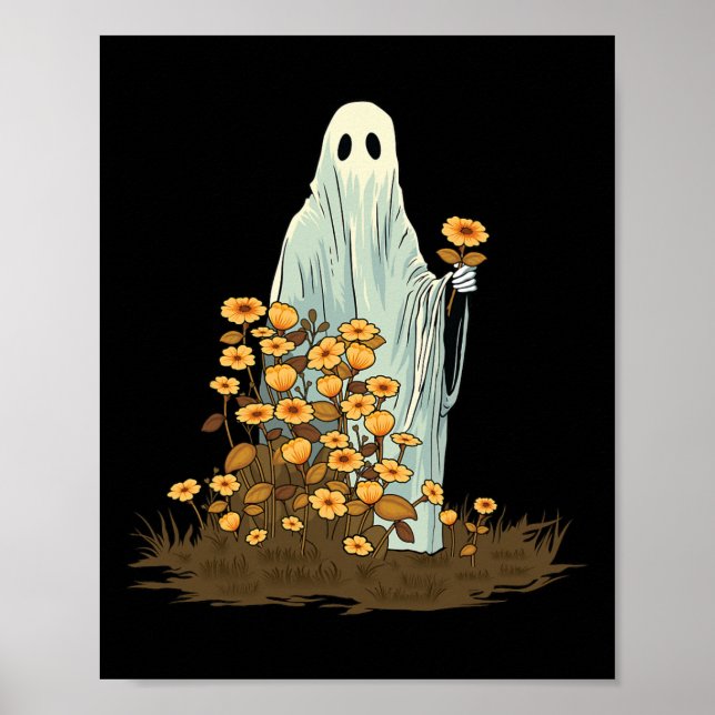 Blommigt Cute Halloween Ghost Spooky Gothic Poster (Framsidan)