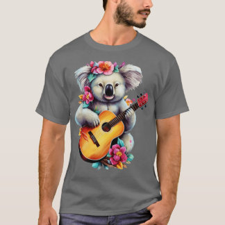 Blommigt Cute Koala spelar Guitar T Shirt