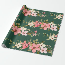 Blommigt Cute Puppy Barns födelsedag Presentpapper