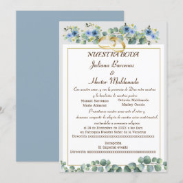 BLOMMIGT CYAN BLUE NUESTRA BODA INBJUDNINGAR
