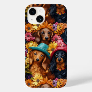 Blommigt Dachshund Seamless Mönster - Hundälskare