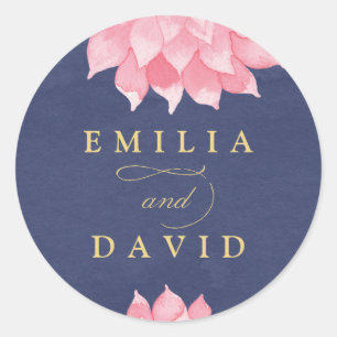  Blommigt Dahlia Bröllop Round Sticker Runt Klistermärke
