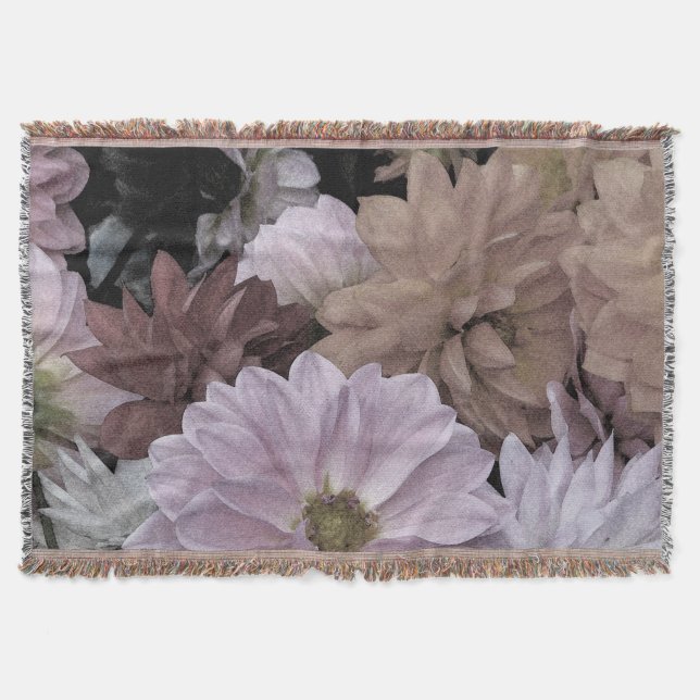 Blommigt Dahlia Garden Flowers Throw Blanket Filt (Framsidan)