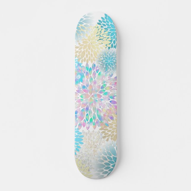 blommigt Dahlia modern mönster Mini Skateboard Bräda 18,5 Cm (Framsida)