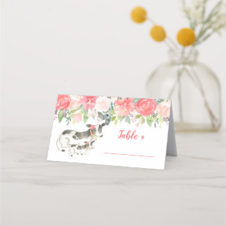 Blommigt Dairy Cow Farm Peony Flower Place Placeringskort