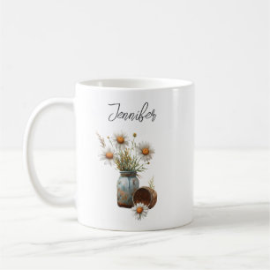 Blommigt Daisy April Flower Rustic Coffee Mugg