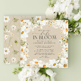 Blommigt Daisy Baby i Bloom Kraft Papper Shower Inbjudningar