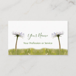 Blommigt Daisy blommor på grönten och vitt! Visitkort