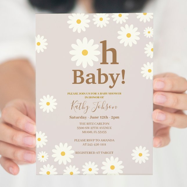 Blommigt Daisy Bohemian Baby Shower Inbjudningar (Skapare uppladdad)