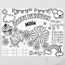 Blommigt Daisy Färgsida för födelsedagar