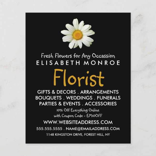 Blommigt Daisy, Floristry Advertising Flygblad (Framsidan)