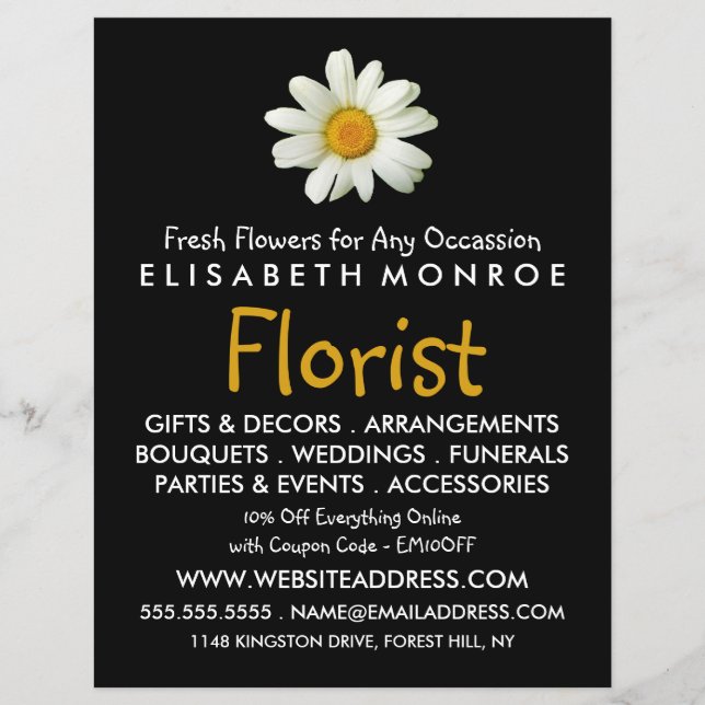 Blommigt Daisy, Floristry Advertising Reklamblad (Framsidan)
