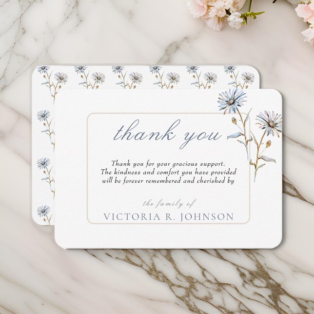 Blommigt Daisy för vattenfärg Funeral Memorial Tac Tack Kort (Skapare uppladdad)
