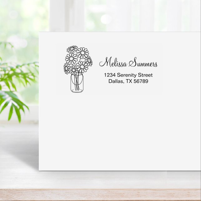 Blommigt Daisy Mason Burk Adress Stämpel (Skapare uppladdad)