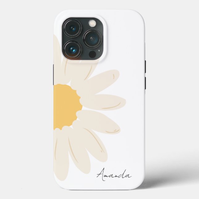 Blommigt Daisy Modern Minimalist iPhone 13 Fodral (Baksida )