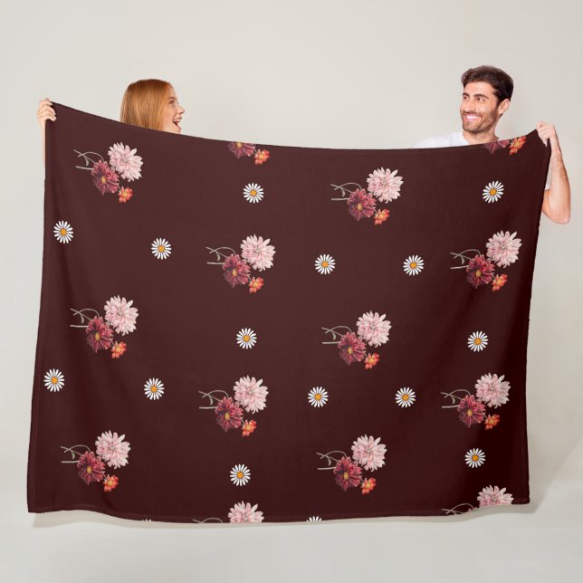 Blommigt Daisy Mönster Fleecefilt (På plats)