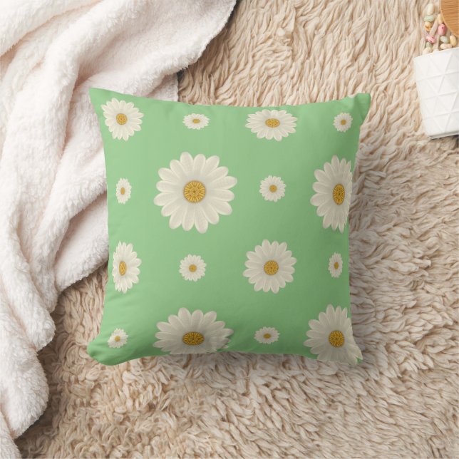 Blommigt Daisy Mönster Kudde (Filt)