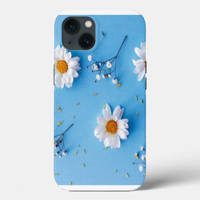 Blommigt Daisy Mönster - ljusblå blått (Baksida)