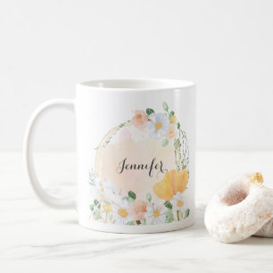 Blommigt Daisy och Tulips Personlig mugg