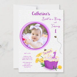 Blommigt Daisy Pastel Girl First Birthday Magnetisk Inbjudningskort