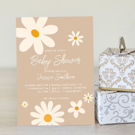Blommigt daisy retro öknar babyduschboho inbjudningar