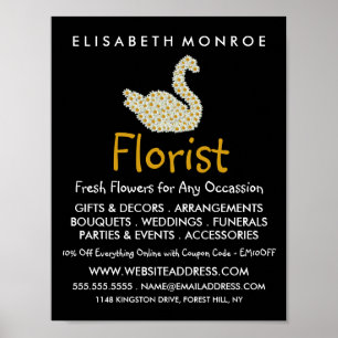 Blommigt Daisy Svan, Floristry Advertising Poster