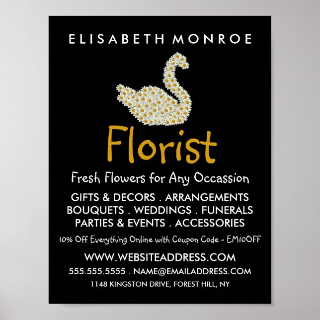 Blommigt Daisy Svan, Floristry Advertising Poster (Framsidan)