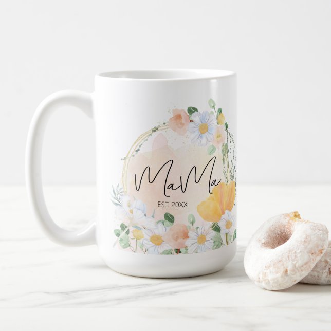 Blommigt Daisy & Tulip Mamma Mugg - Personlig Gift (Med munk)