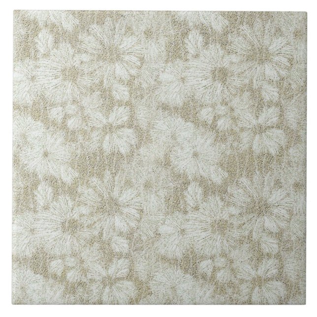 Blommigt Daisy Velvety Cream Struktur Kakelplatta (Framsidan)