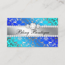 Blommigt Damask Blue Sea Silver judelry